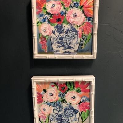 Pair Floral Prints, Original Oil on Canvas