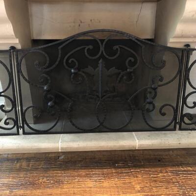 Heavy Scroll Black Wrought Iron Fireplace Screen