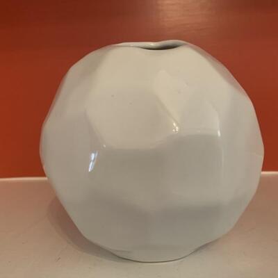 Global Views Glazed Ceramic Geometric White Vase