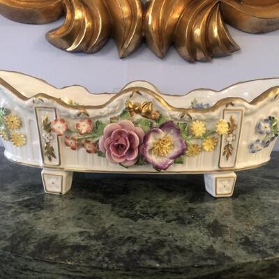 Antique Von Schierholz German Porcelain Oval Dish
Handcrafted Dish Adorned with Porcelain Flowers and Trimmed in 22k Gold