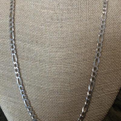 36in Sterling Silver Thick Figaro Chain Necklace
