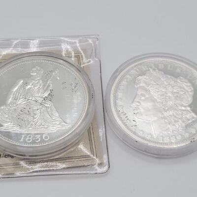 American Mint Replica Coins-1836 Gobrecht Dollar & 1889-CC Morgan Dollar
These copies are silver plated copper