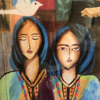 Sisters- Giclee after Original by Child Refugee
This Museum-Quality Giclee was created from the Original Painting by Hajar Alkifri, a...