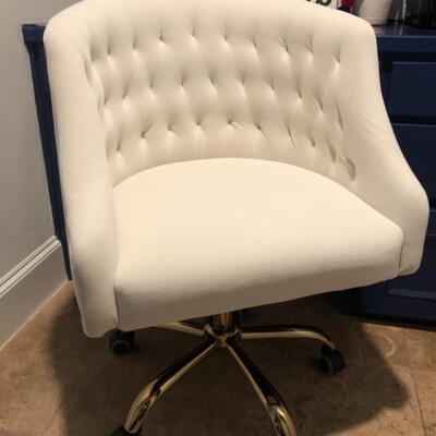 Elegant Cream Adjustable Office Chair w/ Gold Base