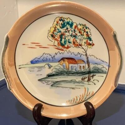 Vintage Hand Painted Asian Landscape Plate, Japan