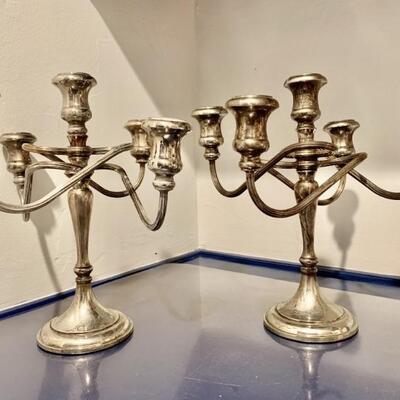 (2) Weighted Sterling Silver 5-Candle Candelabras