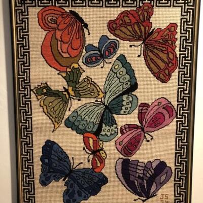 Framed Butterfly Tapestry Wall Hanging, 27w x34 t