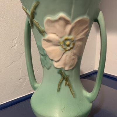Vintage Weller Pottery Handled Dogwood Vase