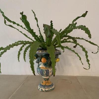 Ceramic Fruit Footed Urn Planter with Live Plant