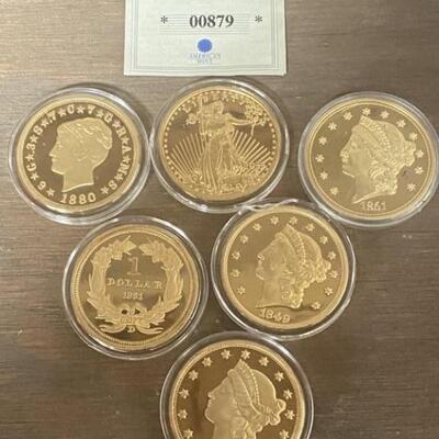 Set of Six Replica Coins from 1800s & 1900s