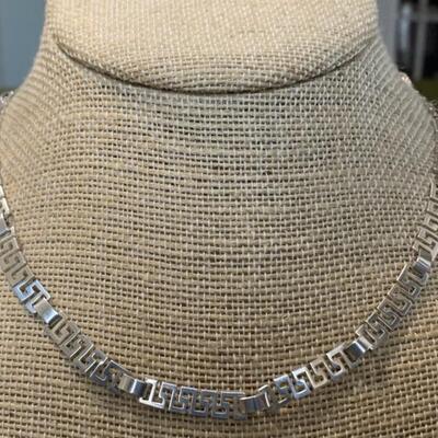 16in Greek Key Style Sterling Silver Linked