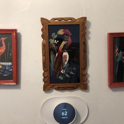 (3) Dramatic Black Background Exotic Bird Prints