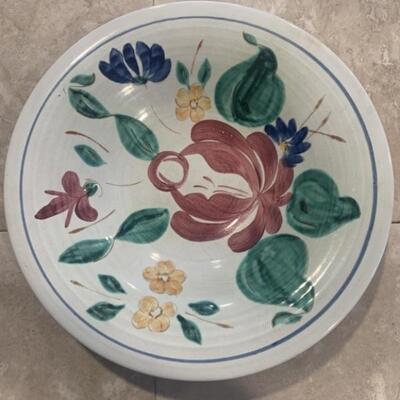 Hand Painted Flower 12in Centerpiece Bowl