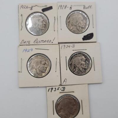 (5) Buffalo Nickels 1926-1935
