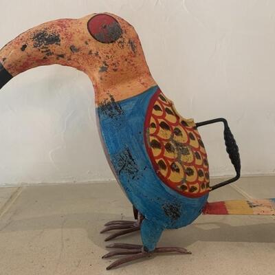 Whimsical Metal Folk Art: Painted Toucan w/ Handle