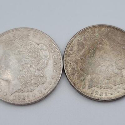 (2) 1921 Morgan Dollars