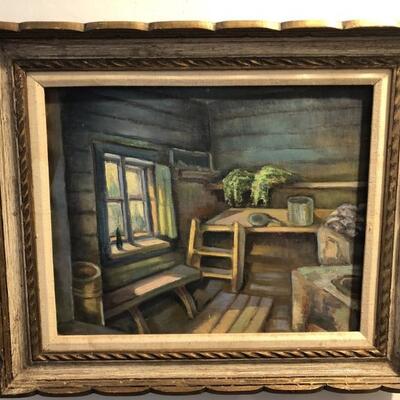 Country Cabin Original Oil on Canvas, Unsigned