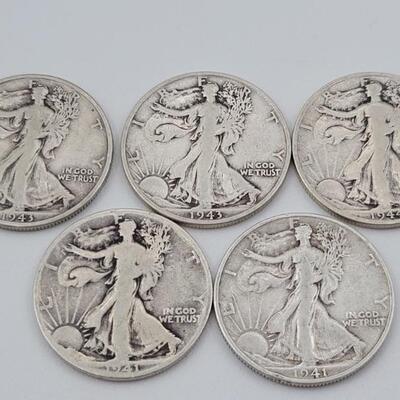 (5) Standing Liberty Half Dollars
