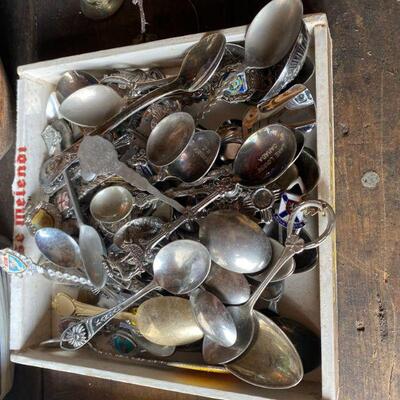 Assortment of Sterling Silver & Silver Plate Collector Spoons  