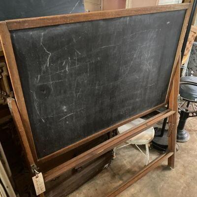 Wood Frame on Wood Stand 2-Sided Black Chalkboard  