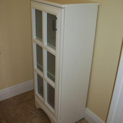 White 3 Shelf with 2 Glass Doors Cabinet