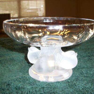 Lalique Crystal Sparrow Compote