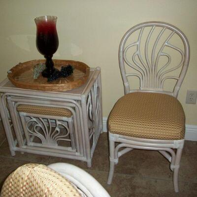 Rattan Nesting Tables ; (This item has sold -2nd Rattan Chair)