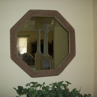 Wicker Octagon Wall Mirror