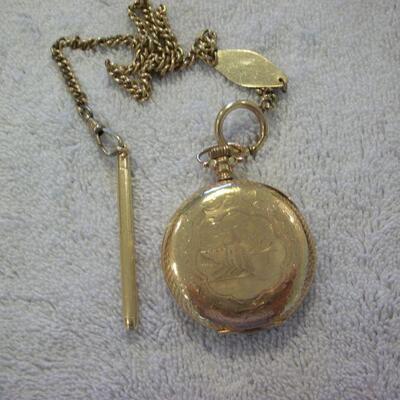 Gold Plate Elgin Pocket Watch with watch Fob