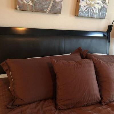 king bed- leather headboard 