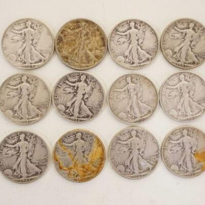 1050	12 WALKING LIBERTY SILVER HALF DOLLARS, 2-1936, 1940, 1941, 2-1942 (ONE IS D), 3-1943 (ONE IS D), 2-1944 & 1947
