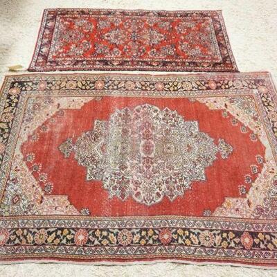 1085	2 SMALL PERSIAN THROW RUGS, WARE ON BOTH, LARGEST IS 4 FT X 6 FT
