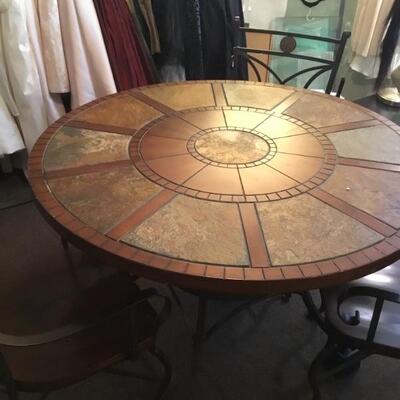 Tile top round table with 3 chairs