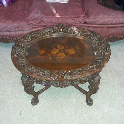 Carved Wood Tray Table
