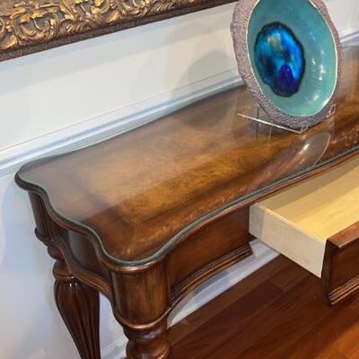 Console Table with Custom Glass Top 48â€ x 17â€ x 30â€