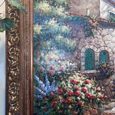 T. Vensetti Oil Painting on Canvas 61â€ x 50â€ with Frame