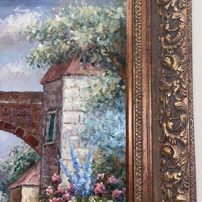 T. Vensetti Oil Painting on Canvas 61â€ x 50â€ with Frame