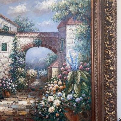 T. Vensetti Oil Painting on Canvas 61â€ x 50â€ with Frame