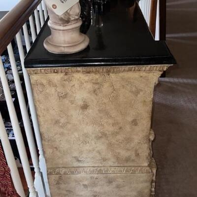 Table / Dresser with 4 Drawers and Black Marble Top 42â€ x 20â€ x 34â€