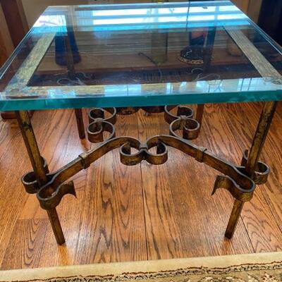 Hand Tooled, 3/4 Beveled Glass Occasional Table (2), Pottery Barn