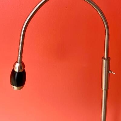 Silver Tone Floor Lamp w/ Bendable Neck, measuring between 49