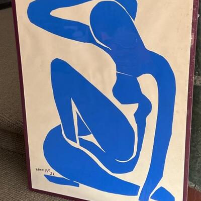 Vintage Matisse Nu Bleu 1952 Print. Does have a rip in the top. Purchased by the client about 30 years ago. Measures 17.25