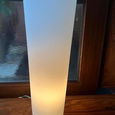 Frosted Glass Contemporary Table Lamp by Robert Abbey, Inc featuring a dimmer switch. 

Measures 22