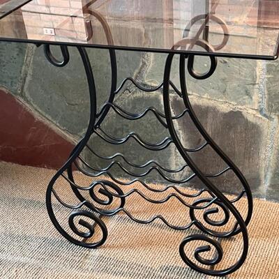 Glass Top Wine Rack Accent Table. Nice simple classic design. Measuring 27.5