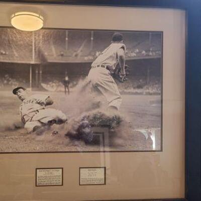 Joe DiMaggio stealing 3rd base framed & mat photo print 