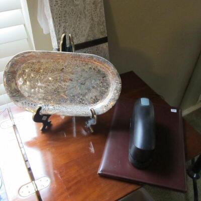 FIRENZE MEDICI - PLATIUM & GOLD SERVING PLATTER W/ BOX