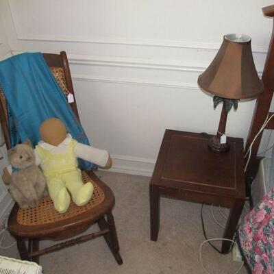 BEAUTIFUL ANTIQUE ROCKER & CUTE DOLLS, SWEET END TABLES PAIR (OTHER SHOWN IN FOLLOWING PICS)