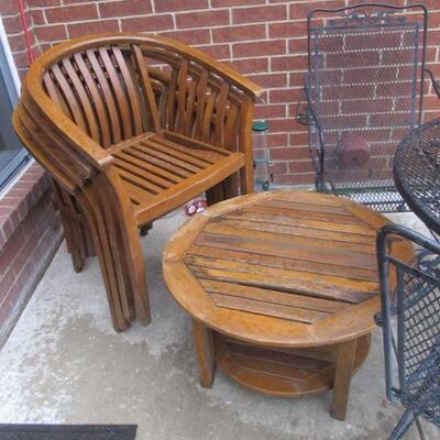 TEAK PATIO CHAIRS & TABLE