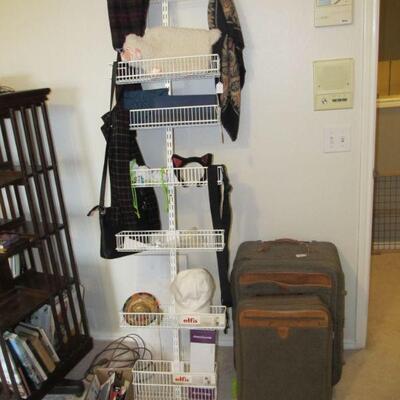 ELFA METAL DOOR HANGING ORGANIZER, 3PC HARTMAN TWEED & LEATHER LUGGAGE (1 NOT SHOWN)