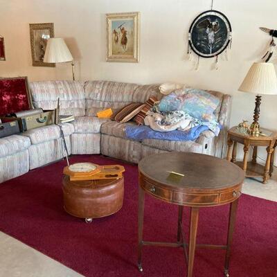 Accordions, tables, wall decor.  (new owners bought sofa)